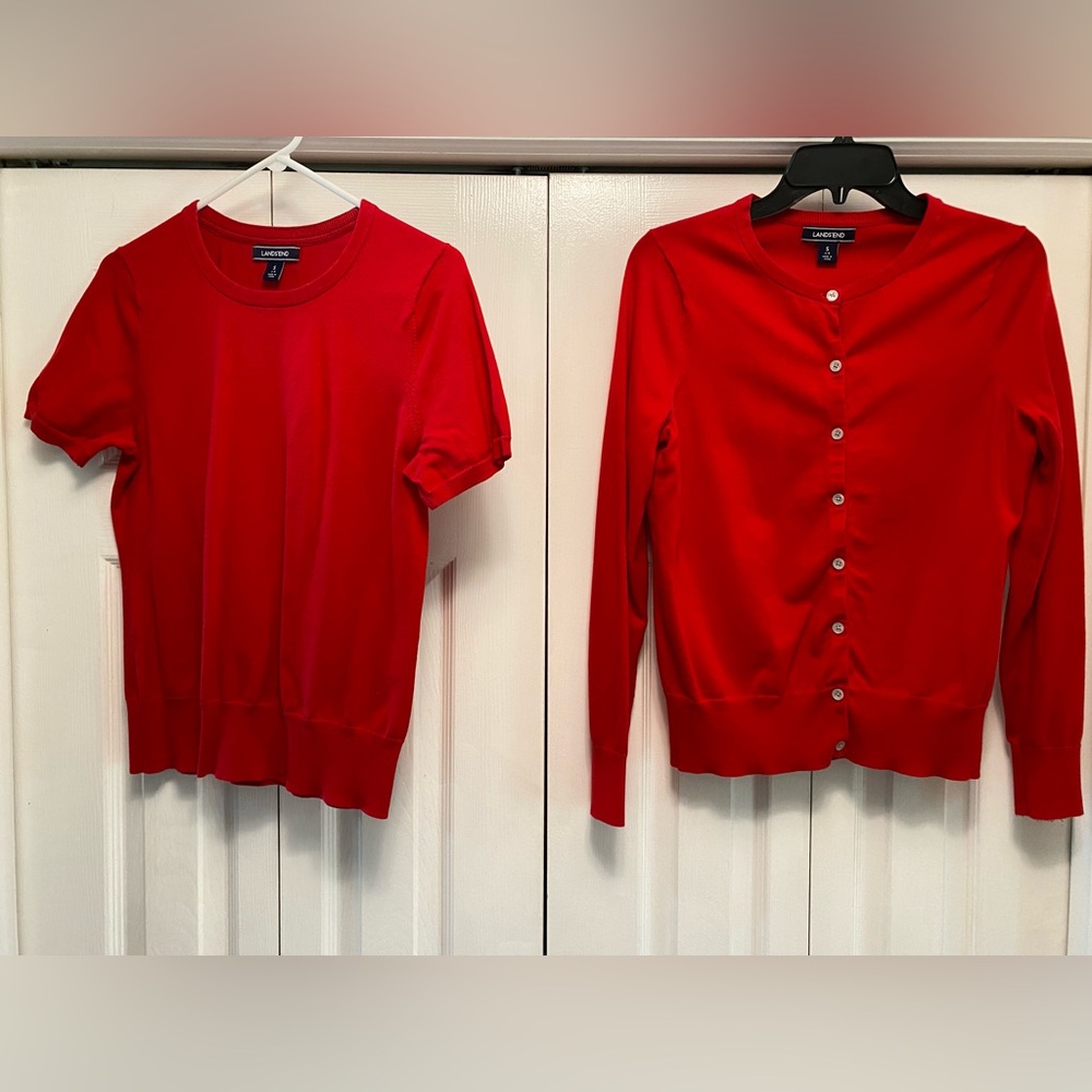 Women’s, Lands’ End, Red, Size S, sweater set